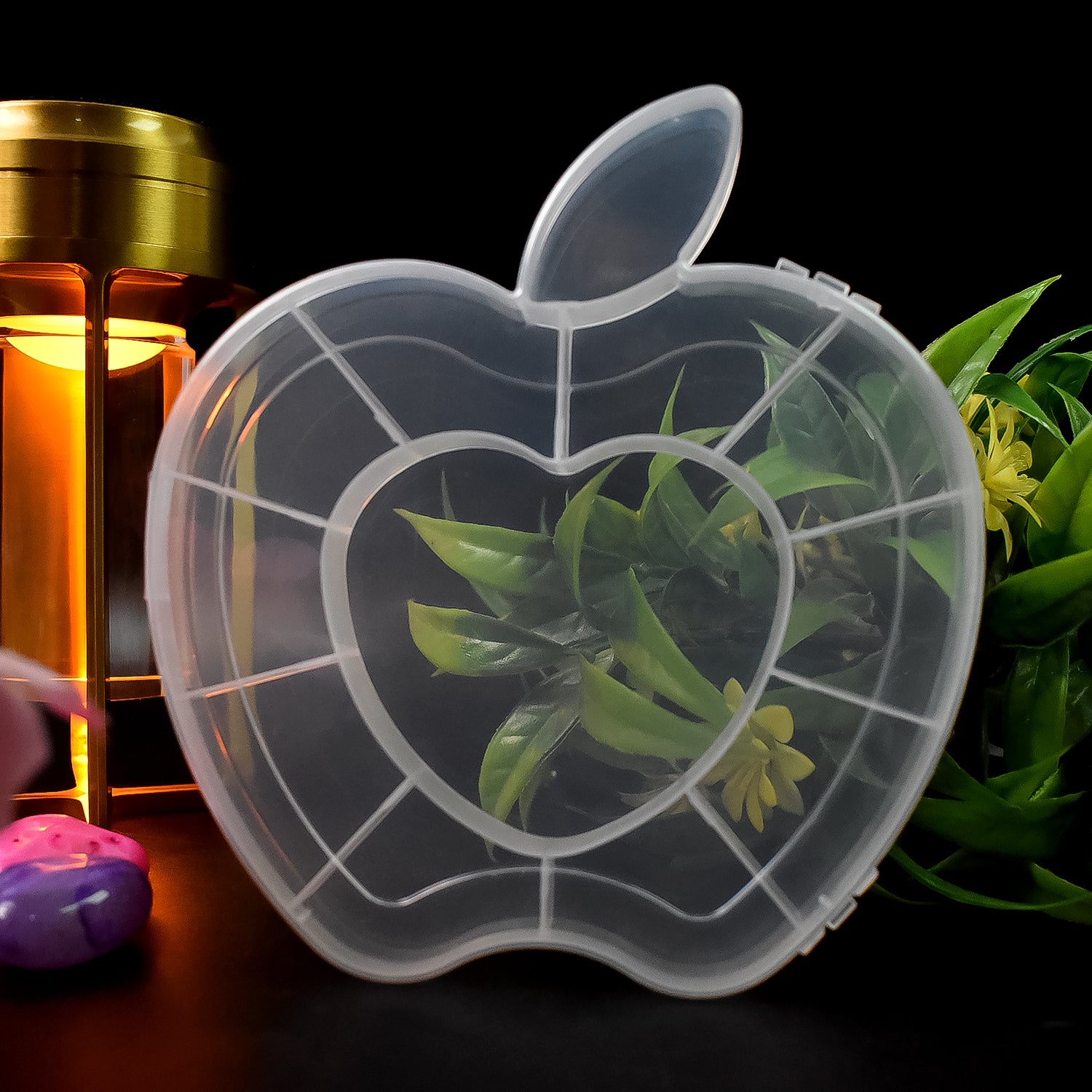 Plastic Apple Shape Jewellery Storage Box (1 Pc) Plastic Apple Shape Jewellery Storage Box (1 Pc)